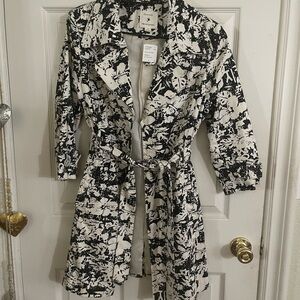 Black and White Patterned Trench Coat
